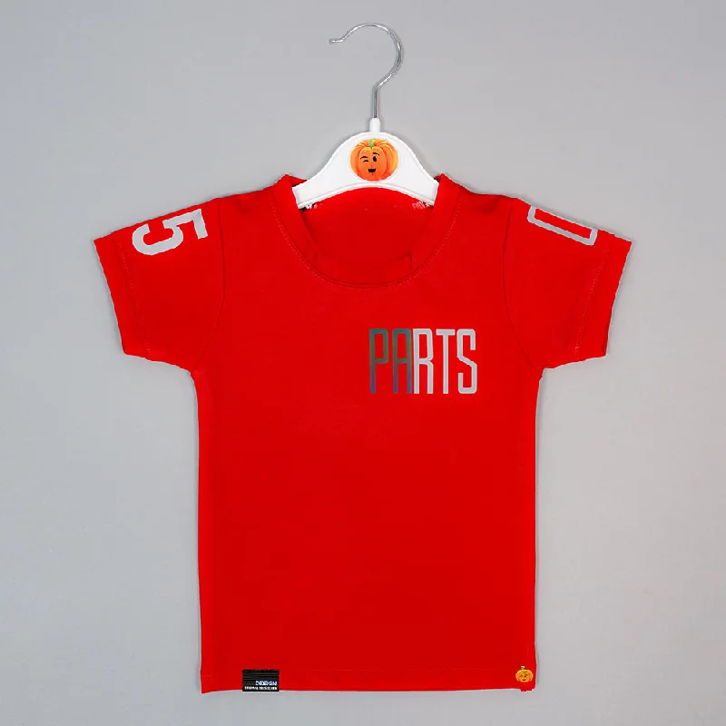 Red Mustard Half Sleeves T-shirt For Boys Polka Dot Shirt