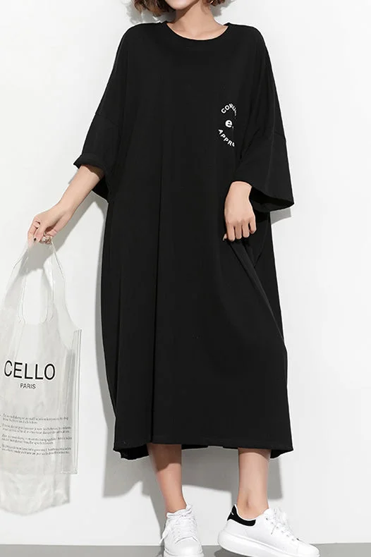 Style black print cotton Tunic plus size Fashion Ideas Batwing Sleeve Maxi Summer Dress Plus Size Summer