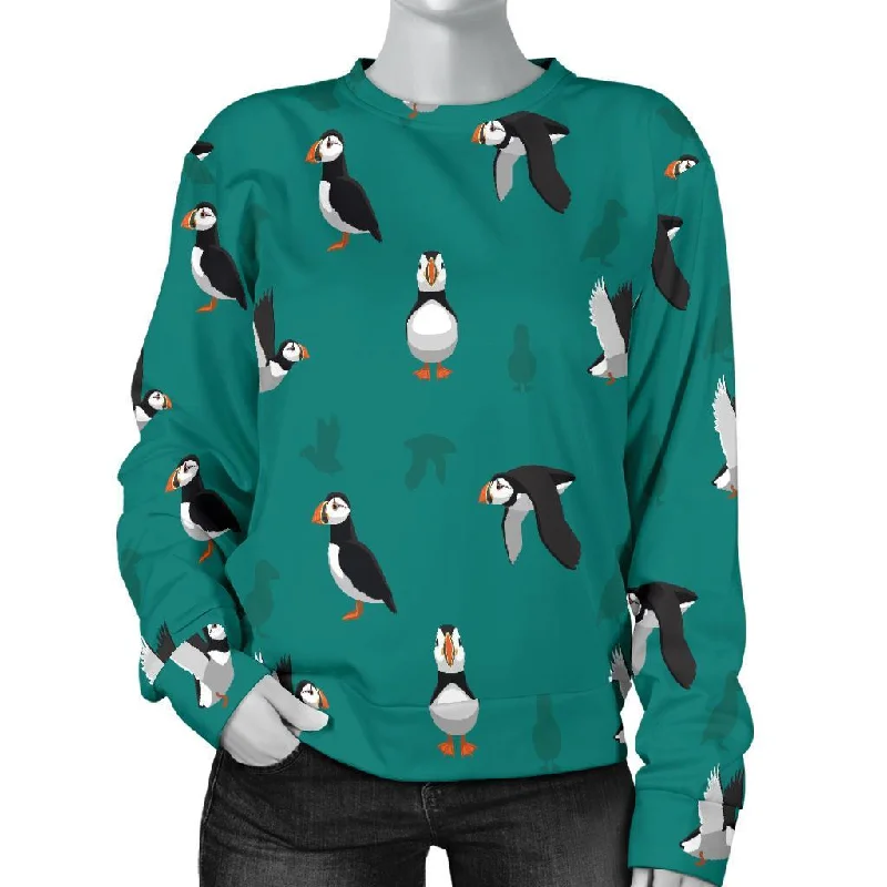 Puffin Pattern Print Women's Sweatshirt Expensive sweaters