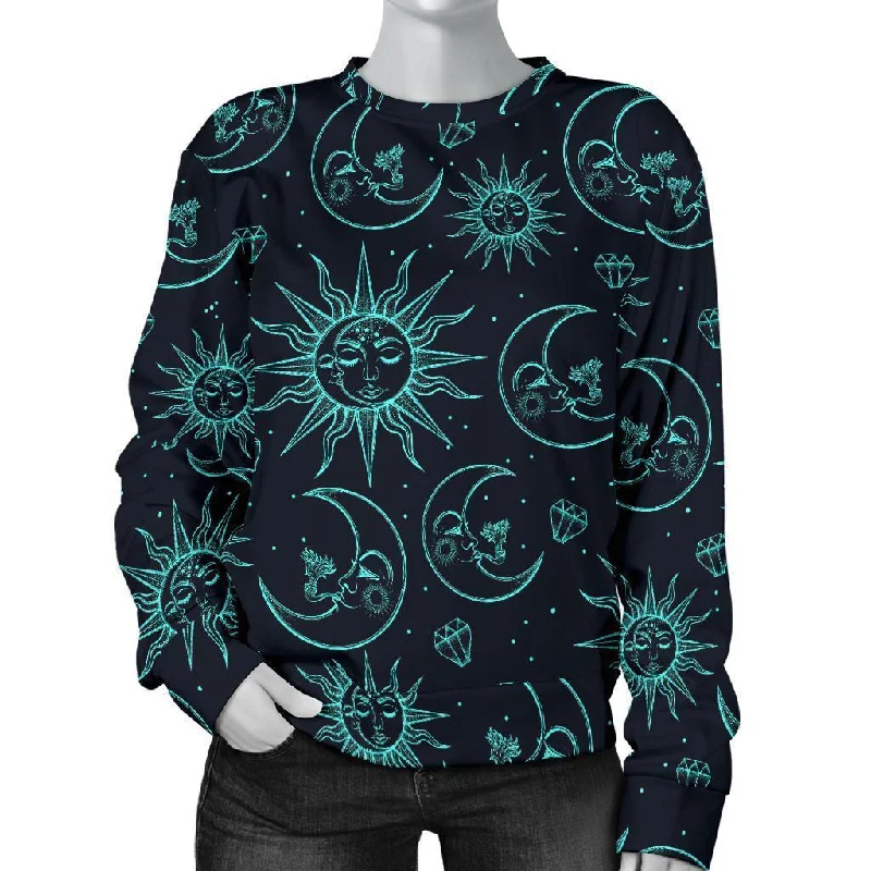 Sun Moon Print Pattern Women's Sweatshirt Eco-friendly sweaters