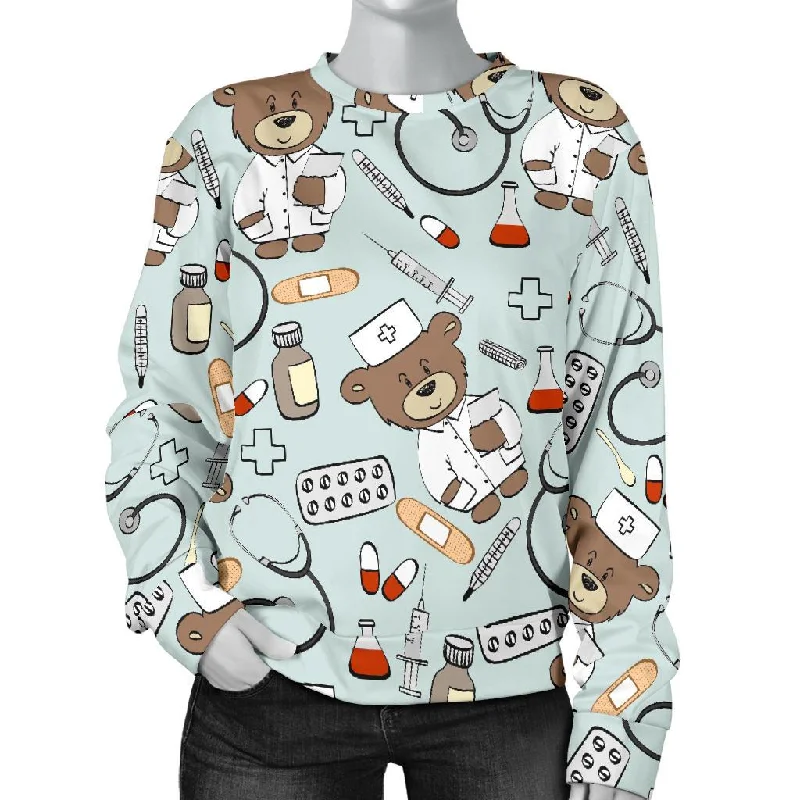 Teddy Bear Nurse Pattern Print Women's Sweatshirt Patagonia sweaters