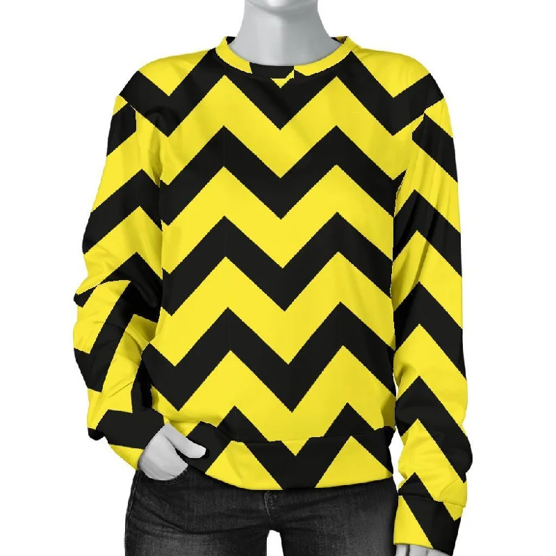 Zig Zag Yellow Pattern Print Women's Sweatshirt Office sweaters