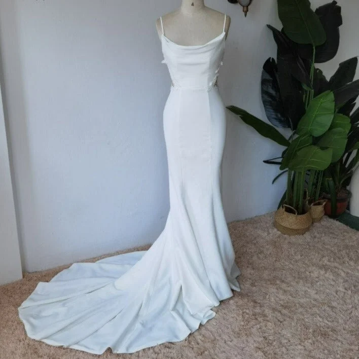 Backless Mermaid Satin Bridal Gown Modern Bridal Gown