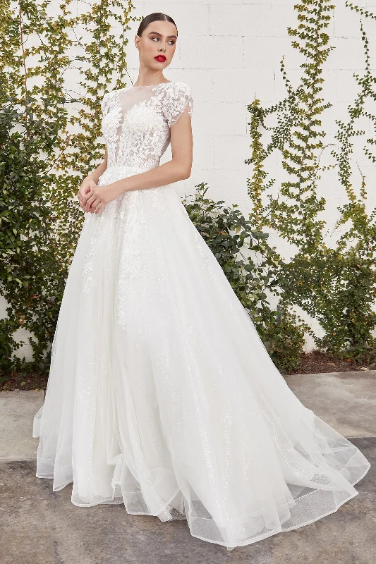 Cinderella Divine A1082W: An Enchanting Floral Applique Wedding Gown Elegant Satin Dress