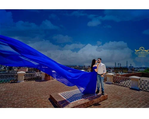 G300 (12),Plain Royal Blue Long Trail Prewedding Shoot Gown, Size - (All) Beaded Wedding Gown