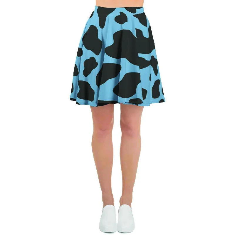 Black And Blue Cow Print Women's Skirt High-end unclassified skirts