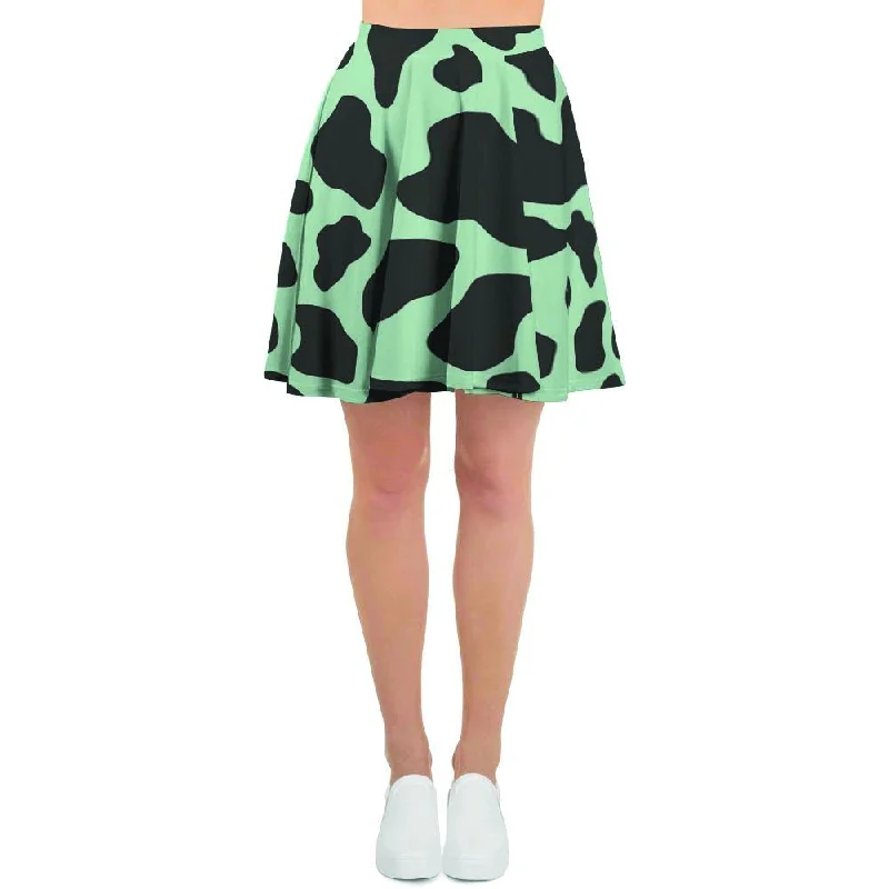 Black And Green Cow Print Women's Skirt Club unclassified skirts