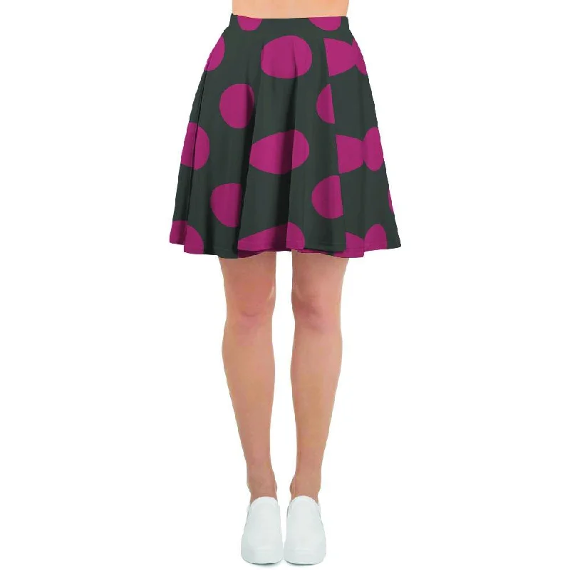 Black And Maroon Polka Dot Women's Skirt Stretchy unclassified skirts