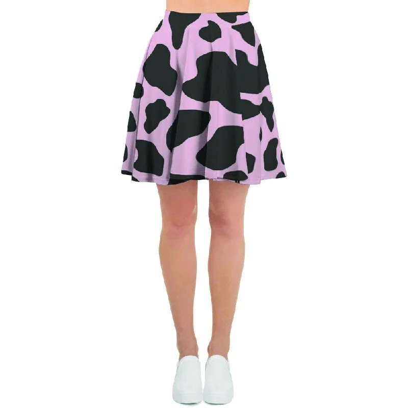 Black And Pink Cow Print Women's Skirt Neutral tone unclassified skirts