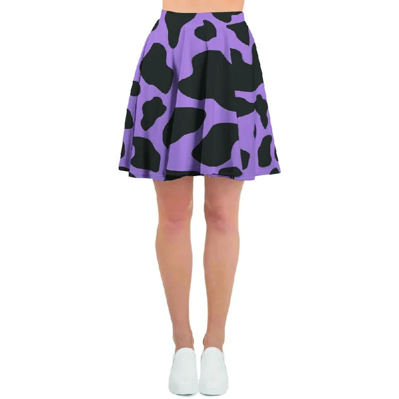 Black And Purple Cow Print Women's Skirt Beaded unclassified skirts