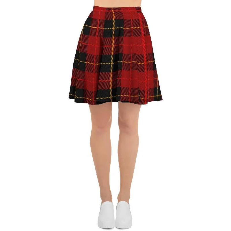 Black And Red Plaid Tartan Women's Skirt Gothic unclassified skirts