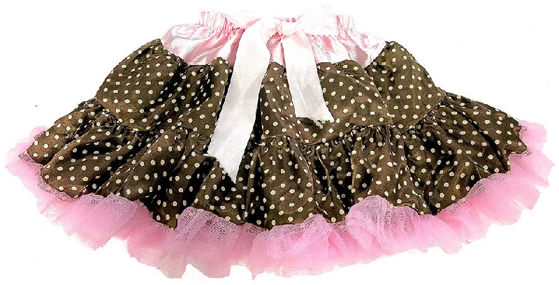 Brown Pink Polka-Dot Satin Tutu Gothic unclassified skirts