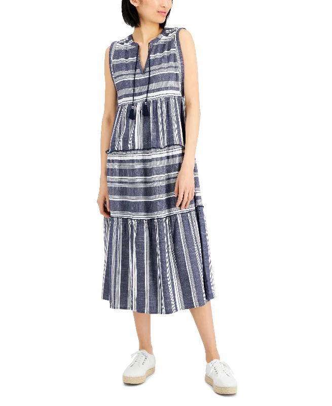 Charter Club Petite Cotton Striped Midi Dress Sexy midi dresses