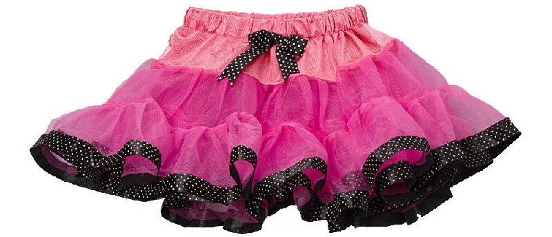 Hot Pink Tutu With Black/White Dot Trim Ruffled unclassified skirts