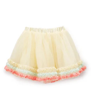 Ivory Tutu Skirt Multi Color Rose Trim Cocktail unclassified skirts