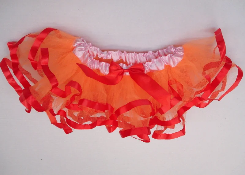 Orange Tutu With Orange Ribbon Trim Striped unclassified skirts