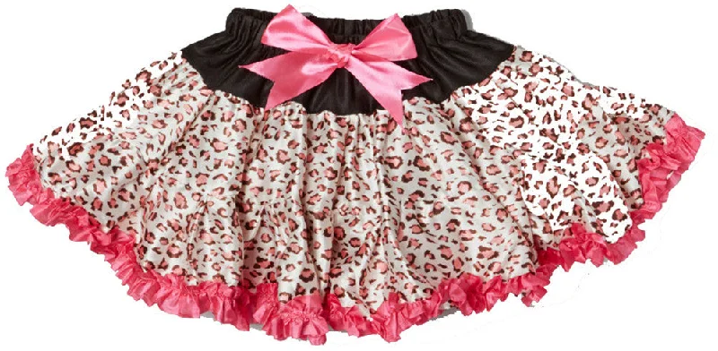 Pink Cheetah Satin Tutu With Hot Pink Trim Short unclassified skirts