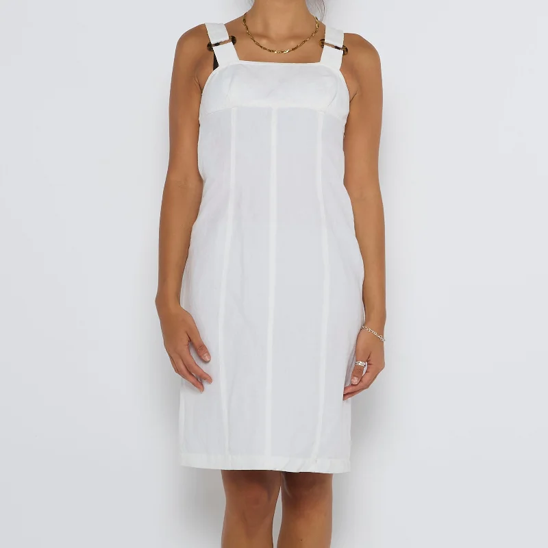 Strappy Linen Midi Dress - UK 8 Y2K midi dresses