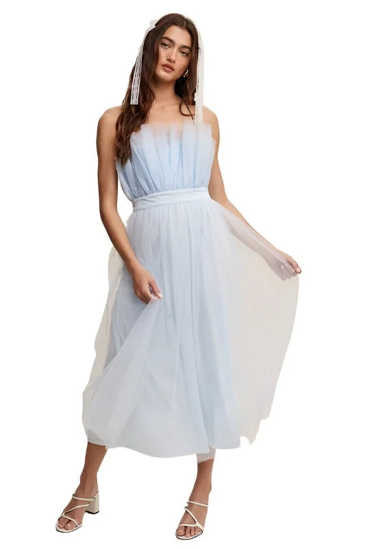 Paper Bag Frill Tulle Maxi Dress Leather maxi dresses