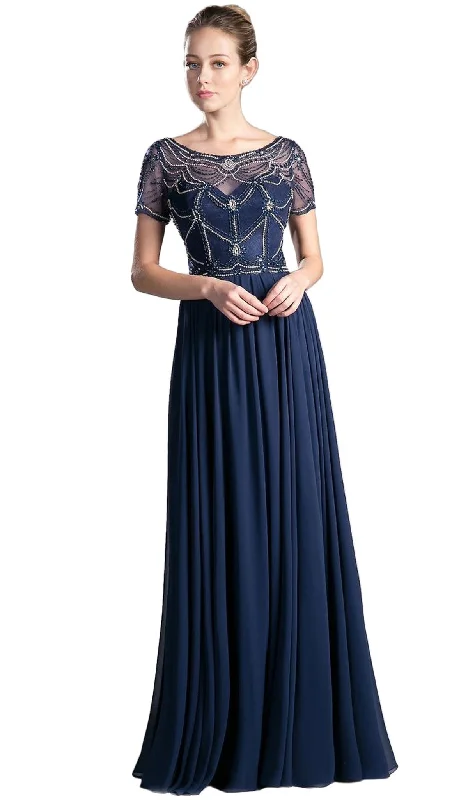 Cinderella Divine - Jewel Beaded Short Sleeve Long Gown Gothic party dresses