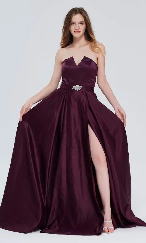 J'Adore Dresses - J20002 Brooch-Accent Satin Gown Best party dresses for date night