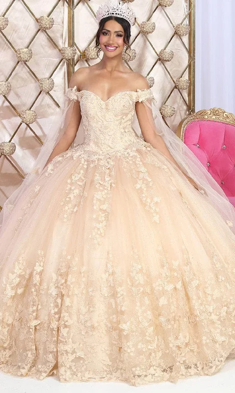 May Queen LK236 - Off Shoulder Butterfly Ballgown Sequin party dresses