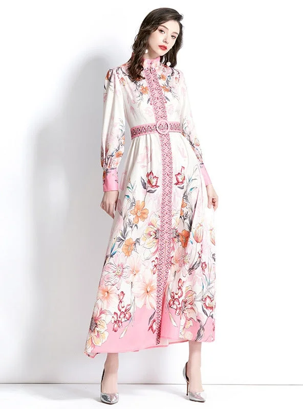 Long Sleeve Printed Long Dress Expensive floral dresses