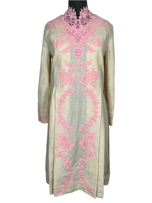 Gucci Linen and Lace Kaftan Dress Size S Simple Lace Gown