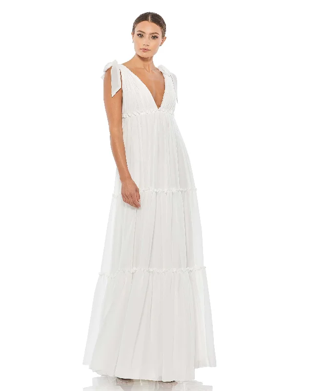 Tiered V-Neck Plunging Maxi Dress Formal Maxi Skirt