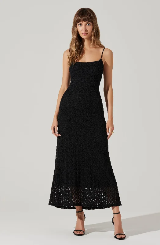 Renaisse Textured Maxi Dress Elegant Long Skirt