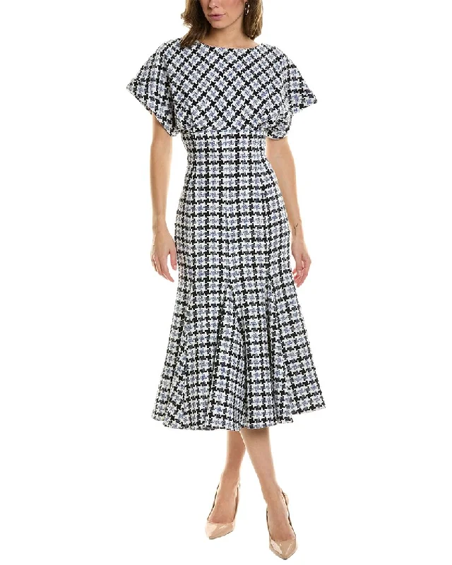 Carolina Herrera Fitted Wool-Blend Midi Dress Casual A-line Skirt