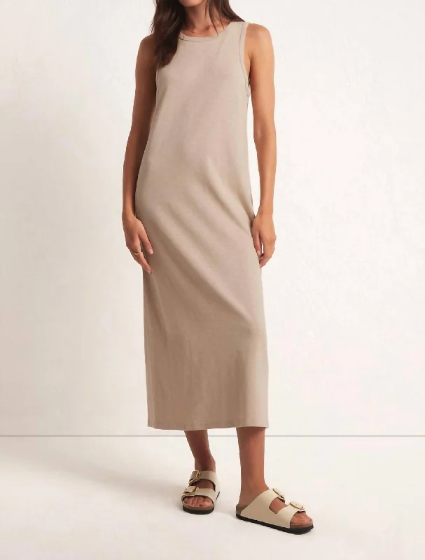 Mystic Midi Dress In Putty Midi Skirt Trend