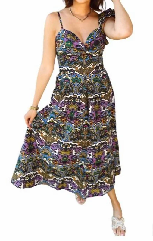 Solana Midi Dress In Mosaic Slim Fit Midi